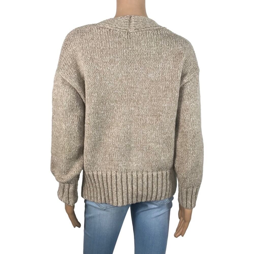 HAWLILI Wool Knit Cardigan Sz M Beige Cozy Y2K Retro Nostalgia Cotagecore Office - Picture 4 of 11